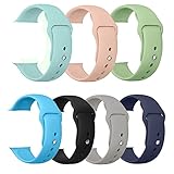 Isenxi Watch Sport Band 38mm ,7 Pack Soft Silicone Sport Wrist Strap Band Replacement With for iWatch Series 1 Series 2 Series 3 (38mm-09-small)