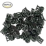 Orchid Stem Clips,Medium Daisy Plant Clips,KINGLAKE 100 Pcs Plant Support Clips Garden Flower Thick Plastic Vine Clips Dark Green (95230)