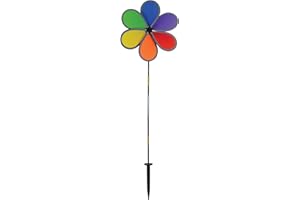 In the Breeze 2716 Retroreflective Flower Spinner Driveway Marker, 12", Rainbow