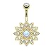 BodyJ4You Belly Button Ring Flower Paved CZ Crystal 14G Navel Banana Steel Curved Bar Body Piercing