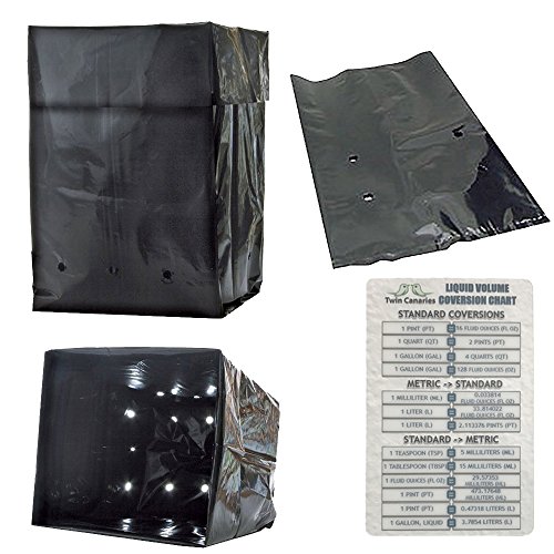 HYDROPONIC GROW BAGS for SOIL, COCO COIR, GRODAN + TWIN CANARIES CHART - 1 GALLON (25 BAGS)