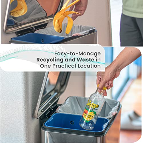 Home Zone Living 13 Gallon Dual Kitchen Trash Can, Dual Compartment