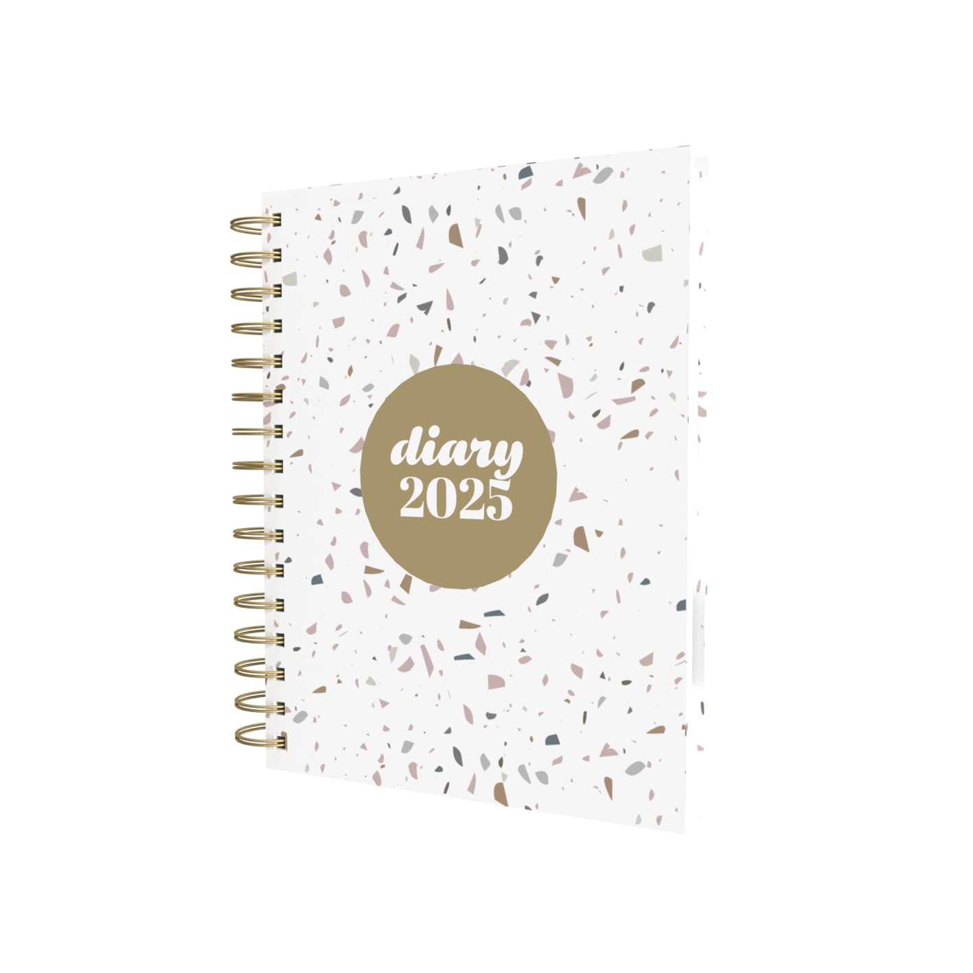 Collins Scandi 2025 Diary - A5 Week to View Journal - White Terrazzo - (E-PW53.WHTZ-25) - Weekly Planner with Hardback Wiro-Bound Covers and Recycled Paper — image 1