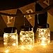 Abkshine 3 Pack Solar Mason Jar Light Lid Insert, 10 LED Warm White Solar Powered Table Deck Lamp LED Firefly Fairy Lights for Wedding Christmas Holiday Party Decor(Jars Not Included)