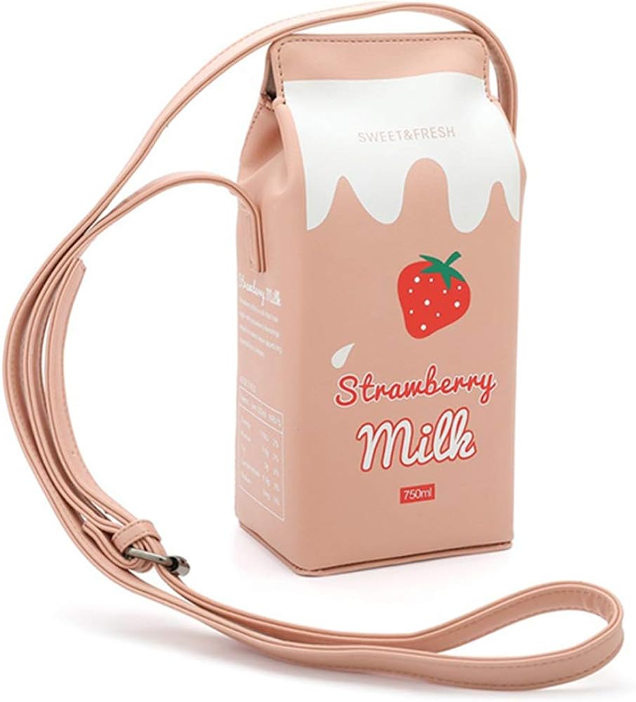 YAMEE Womens PU Leather Cute Milk Box Crossbody Bag Waterproof Casual Phone Purse Shoulder Bag Travel Bags for Ladies and Girls (Pink)