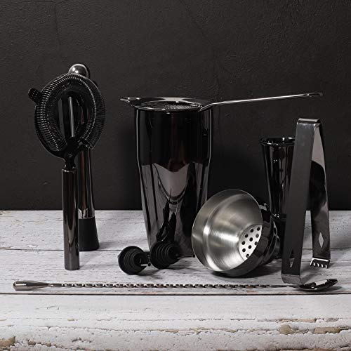 Angimio Cocktail-Shaker-Set, 9-teilig, Edelstahl, Barkeeper-Kit: 750 ml, Martini-Mixer, Cocktail-Sieb-Set, Stößel… – Bild 6