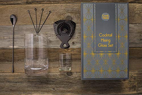 Cork & Mill Cocktail Mixing Glas Set - Old Fashion Kit - 24oz (700ml) Kristall Rührglas für Barending - 9-teiliges… – Bild 7