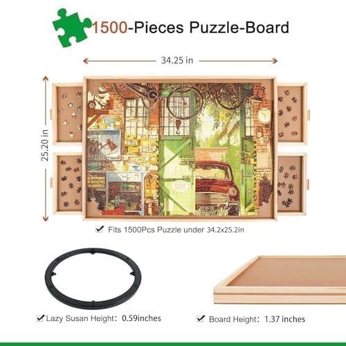 ALL4JIG 1500 Piece Rotating Puzzle Board with Drawers and Cover,25