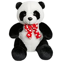 iBonny Panda Teddy Bear Stuffed Animal with Red Tie Classic Soft Plush Kids Toy 15 Inch