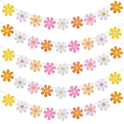 Set of 5 Daisy Groovy Banner Boho Daisy Paper