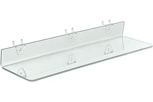 Azar Displays 556013 Clear Acrylic Shelf for Pegboard or Slatwall (4 Pack)