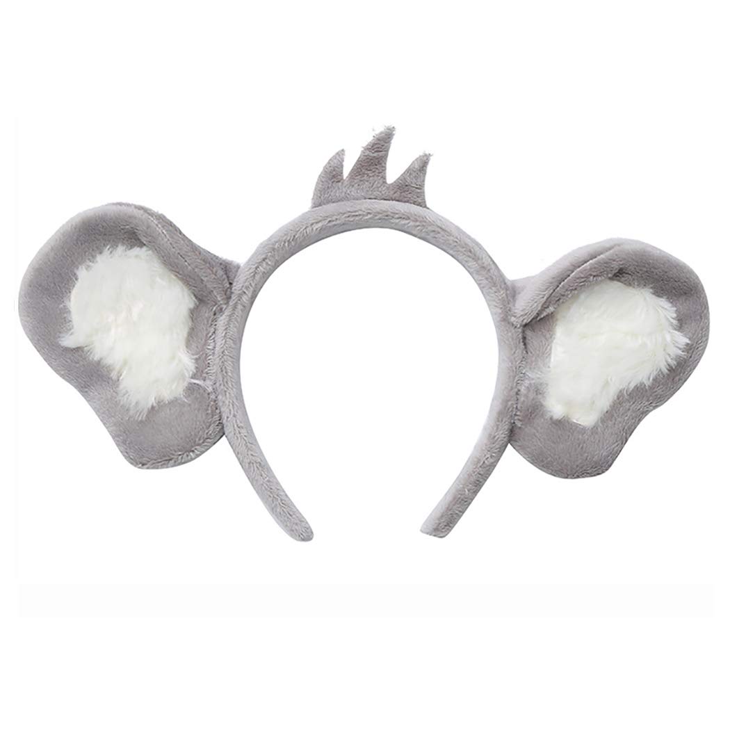 She's Shining Plush Koala Ears Headband Funny Jungle Safari Animals Cosplay Costume for Halloween Birthday Party, Grey