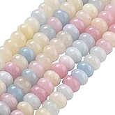 PONABEADIY 1 Box 2 Strands 148PCS 5X8MM Mixed Color Natural White Jade Rondelle Beads with Holes Colorful Gemstone Crystal Stone Abacus Disk Smooth Spacer Bead for Jewelry Making Xmas Diy Craft Supply