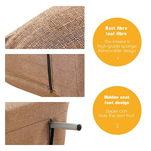windaze Folding Sofa Bed Portable Sleeper Chaise Lounges with Detachable Armrest and Memory Foam Mattress,Leisure Recliner Lounge Couch Guest(Coffee)