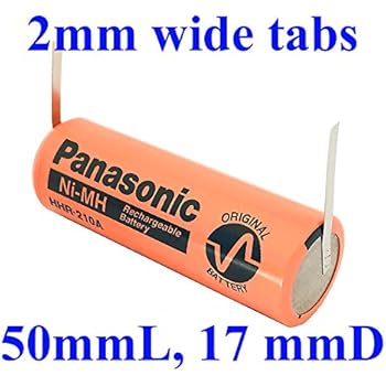 Panasonic NiMH Replacement Battery Compatible with Braun Oral-b Type 3731 or 3745 Toothbrush, with Narrow tabs (50Lx17D mm, 2200 mAh, Off-Centered tab at Negative)