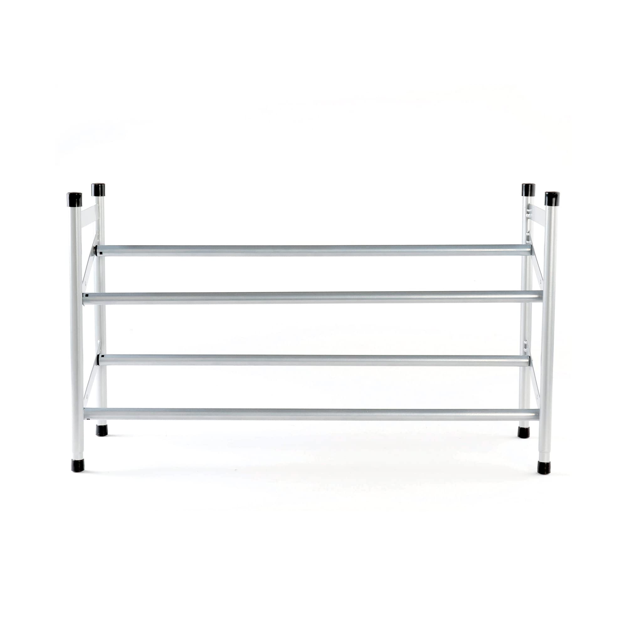 Compactor Stilito 2 Shelf Expanding Shoe Rack Storage Organiser for 6-12 Pairs of Shoes, Steel, 62/117 x 23 x H.35 cm, Grey, RAN3634