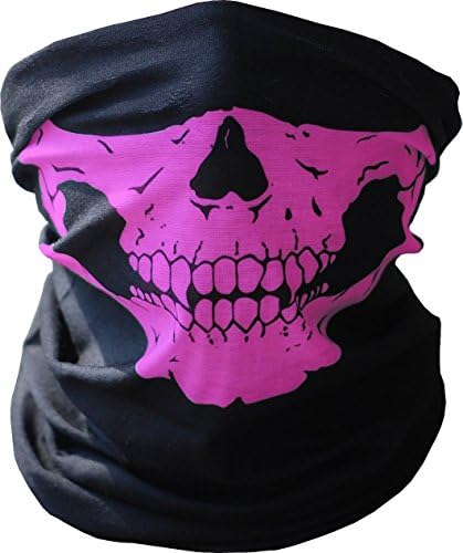 Skull Mask for Raves, Aosmart Skeleton Seamless X Ray Bandana Face Mask for Dust, Motorcycle Riding, Outdoors (Pink)