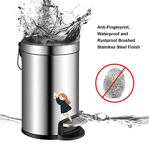YCTEC 0.8Gal/3L Stainless Steel Mini Trash Can with Lid Soft Close