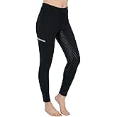 SPOEAR Horse Riding Pants Equestrian Girls Full Seat Silicone Breeches Kids Pull-On Horseback Riding Tights Pockets