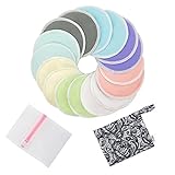 ALVABABY Bamboo Nursing Pads, 16 Pcs Breastfeeding Pads, Reusable & Washable & Soft & Absorbent & Leak-Proof, with One Cloth Wet Bag and One Laundry Bag(16RDB)