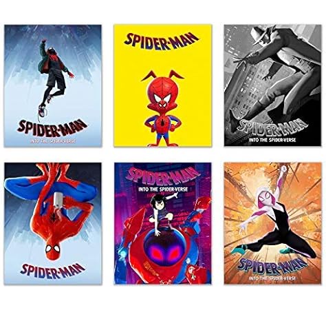 Amazon Com Spiderman Into The Spiderverse Movie Poster Prints Set Of 6 8x10 Comic Movie Multiverse Marvel Wall Art Decor Miles Morales Spider Gwen Peter Parker Spider Ham Sp Dr