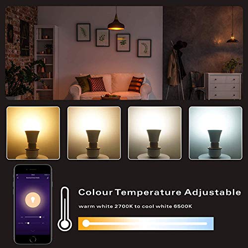 Wixann Smart LED Bulb WiFi Smart Multicolor Light Bulb Compatible with Alexa Google Home Siri IFTTT(No Hub Required) Dimmable 2.4G 7W, A19 60W Equivalent E26-2pack