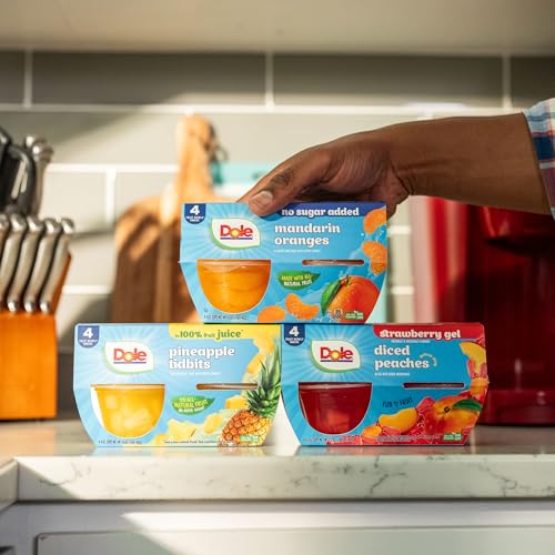 DOLE DICED PEARS WITH NO SUGAR ADDED† – DOLE FRUIT BOWLS SNACKS – 4 OZ FRUIT BOWLS – 4 PACK