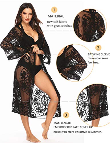 Bikini Cover Up Women Boho Beach Wears for Summer Holiday Vocation Black