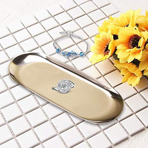 Ireav Stainless Steel Storage Trays Fruit Dishes Plate Salad Snack Foods Plate Dish Decor Canteen Dinnerware Food Container (Silvery)