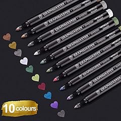 Metallic Marker Pens, Set of 10 Assorted Colours Paint Pen for Guest Book Wedding Glass Card Making DIY Photo Album...