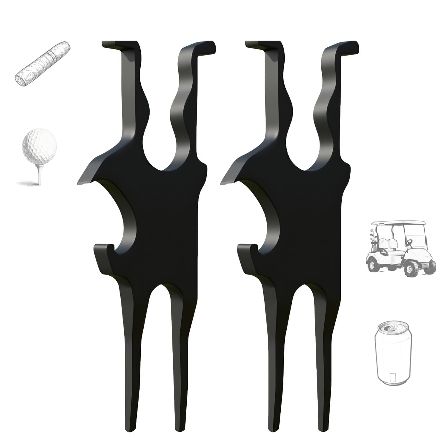 Photo 1 of 3 in 1 Golf Multi-Tool, Magnetic Holder for Golf Cart, Portable Divot Tool with Ball Marker & Beer Opener, Fits Beach Chair Fishing Accessory (2Pcs)