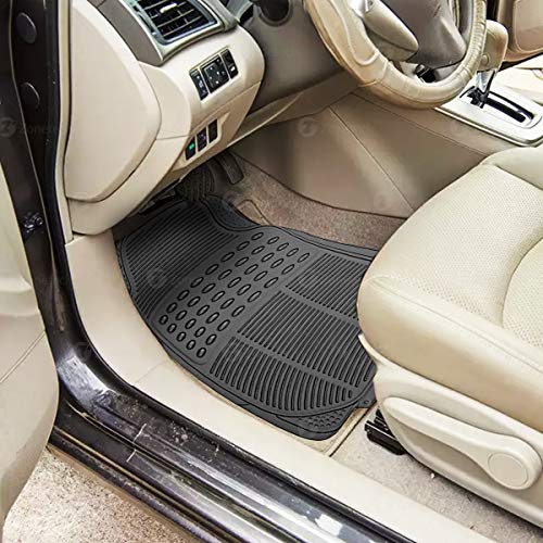 Zone Tech All Weather Rubber Semi Pattern Car Interior Floor Mats – 4-Piece Set Gray Heavy Duty Car Interior Floor Mats - Thumbnail 4