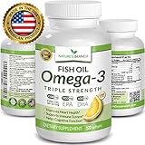  BEST TRIPLE STRENGTH Omega 3 Fish Oil Pills  2500mg HIGH POTENCY Lemon Flavor 860mg EPA 650mg DHA 100% Pure Burpless Liquid Softgels 120 Capsules Best Supplement For Brain Joints Eyes Heart Health
