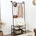 VASAGLE Coat Rack with Shoe Rack, Industrial Pipe Style Hall Tree, Angled Coat Stand for Hallway Entryway, Standing Against The Wall, Bolt Hooks and Slat Shelves, Stable Metal Frame, Black URCR75BX