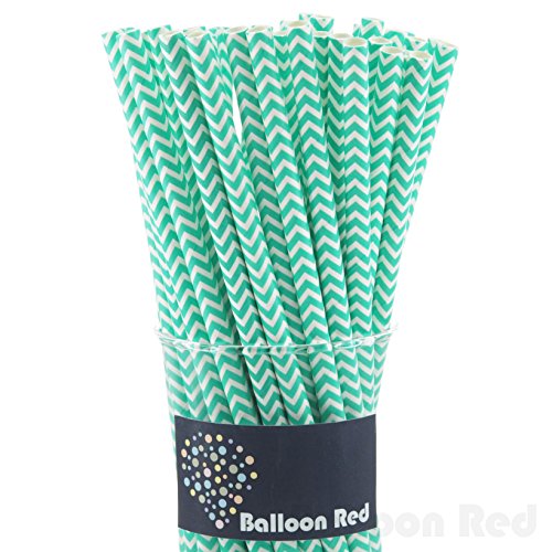 Biodegradable Paper Drinking Straws (Premium Quality), Pack of 100, Chervon - Mint