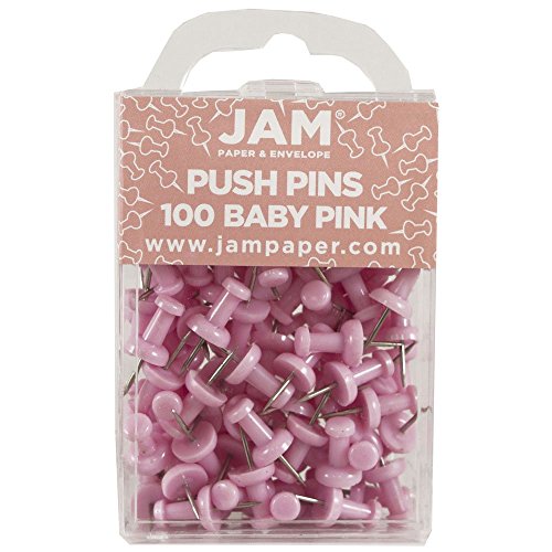 JAM PAPER Colorful Push Pins - Baby Pink Pastel Pushpins - 100/Pack
