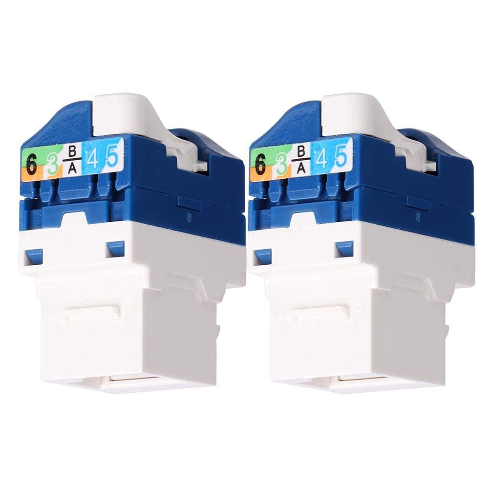 2Pcs Cat 6 Trapezoidal Jack Single-Port Network Module RJ45 Networks Cable Information Connector Socket Adapter for Networks Engineering Integrated Wiring