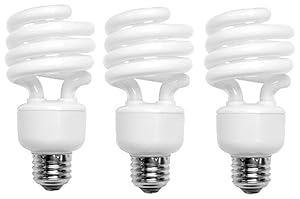 TCP 68914DL3 CFL Mini Spring A Lamp - 60 Watt Equivalent (only 14W used) Daylight (5000K) Standard Spiral Light Bulb - 3 pack
