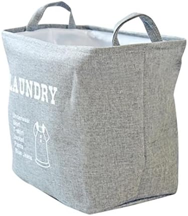 Cinhent Bag 1PC Box Cotton Linen + Waterproof PE Coating Sundries Toy Basket Shopping Folding Storage Bag,Size:38×27×34CM,Home &amp; Garden &amp; Kitchen &amp; Student Dormitory Household Living (Gray)