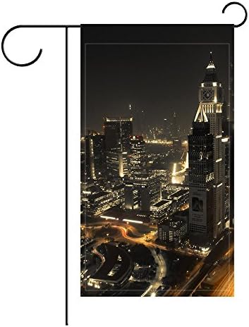 YourPink Garden Flag Dubai Architecture Buildings Night 12x18 inches(Without Flagpole)