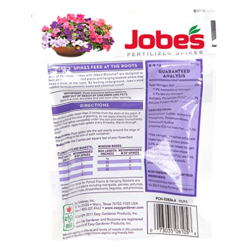 Jobe's, 06105 Fertilizer Spikes, Potted Plants and Hanging Baskets, 18