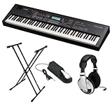 Yamaha MOX8 88 Key Music Production Synthesizer + Samson Stereo Headphones, On-Stage Double X-Style Keyboard Stand & Yamaha Piano Style Sustain Pedal