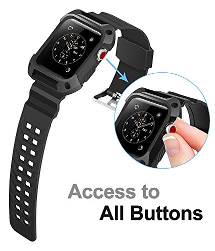 Apple Watch Band 42mm, Ocyclone Apple Watch Series 3 42mm Band iWatch 3/2/1 Sport Protective Bumper Case Strap Replacement for Active Style Men and Women - Thumbnail 4