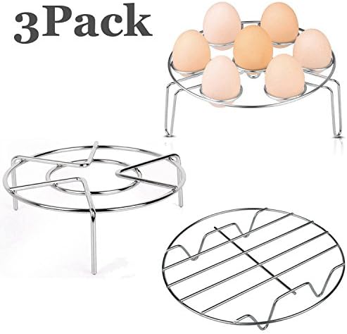 aphqua Steaming Rack, Stainless Steel Steamer Rack Stand Wire Steaming Rack and Egg Steamer Rack for Pressure Cooker Kitchen Cooking Steaming Holder(3Pack)