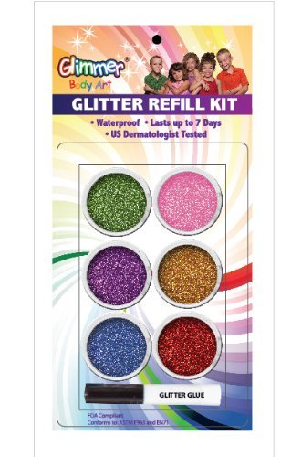 Party Glitter Tattoo Refill Kit with Glitter and Glue