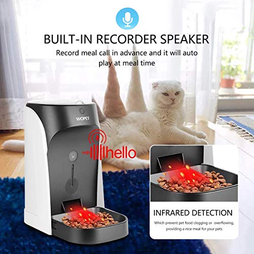 Automatic Cat Feeder,WOpet Pet Feeder Auto Dog Cat Feeder Stainless Steel Bowl,Portion Control & Voice Recording – Timer… - Image 3