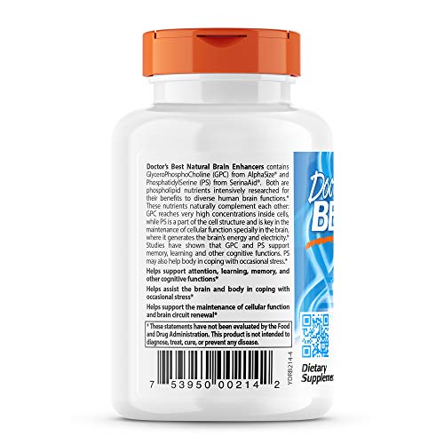 Doctor's Best Natural Brain Enhancers, Non-GMO, Vegan, Gluten Free, 60 Veggie Caps - Image 3