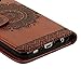 S6 Case,Samsung Galaxy S6 Case (Non-Edge) - Flip Wallet Case Kickstand 3D Embossed Flower Back Magnetic PU Leather Card Holders Soft TPU Inner Case Hand Strap & Dust Plug & Stylus by Badalink - Brown