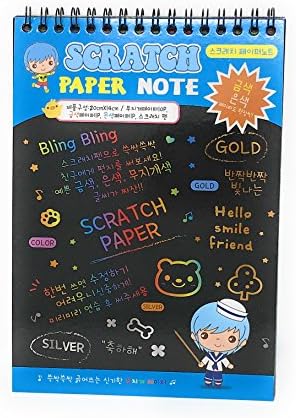 Rainbow Paper Scratch & Sketch Book, Art Note Pads, Scratch Art Rainbow Mini Notes with Stylus Scratch Paper 10 Pages DIY Painting Dazzle Color Scratch Cartoon Children Playing Toys Kid Gift (Blue)
