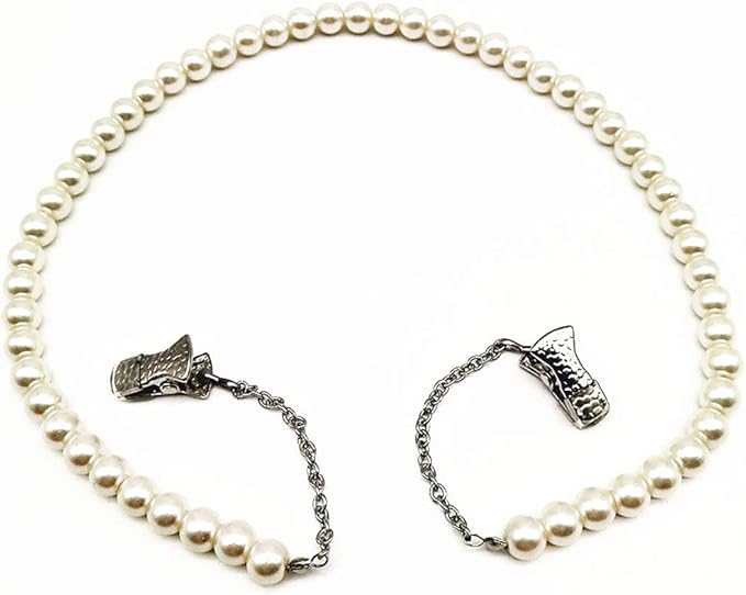 Mimimelon Faux Pearl Napkin Holder Clip Stainless Steel Chain Napkin